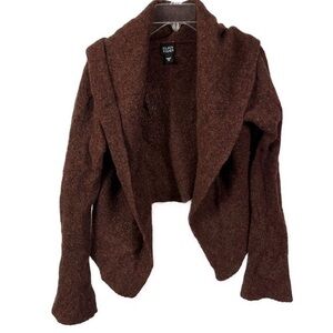 Eileen Fisher Women's Wool Blend Brown Cropped Wool Open Front Sweater- Size M